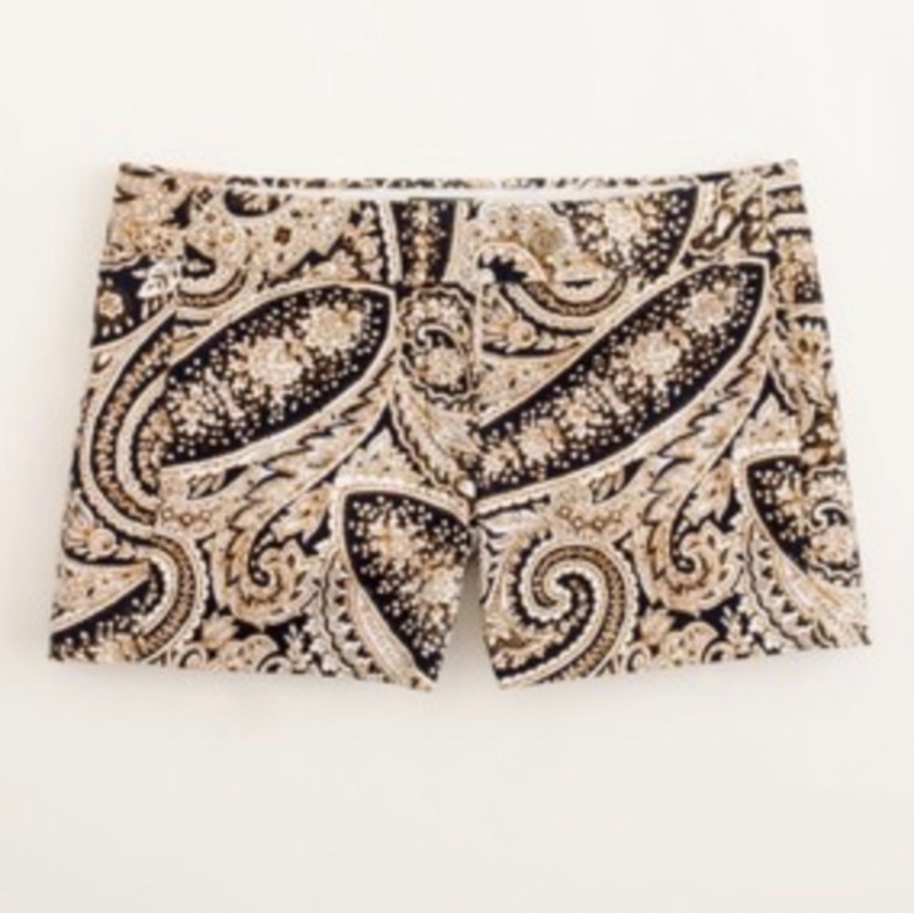 J. Crew Paisley Flat Front Chino shorts sz 8